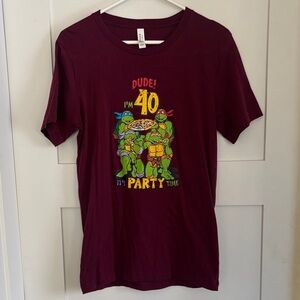 40th Birthday Teenage Mutant Ninja Turtles Party T-Shirt - Burgundy